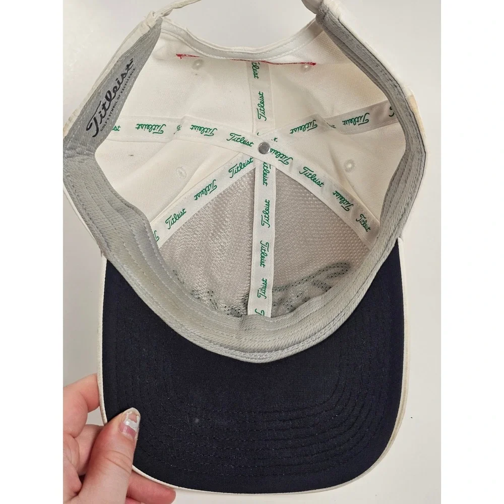 Titleist Hat Strapback White Green Pro V1 FJ FootJoy Golf Performance Casual Men